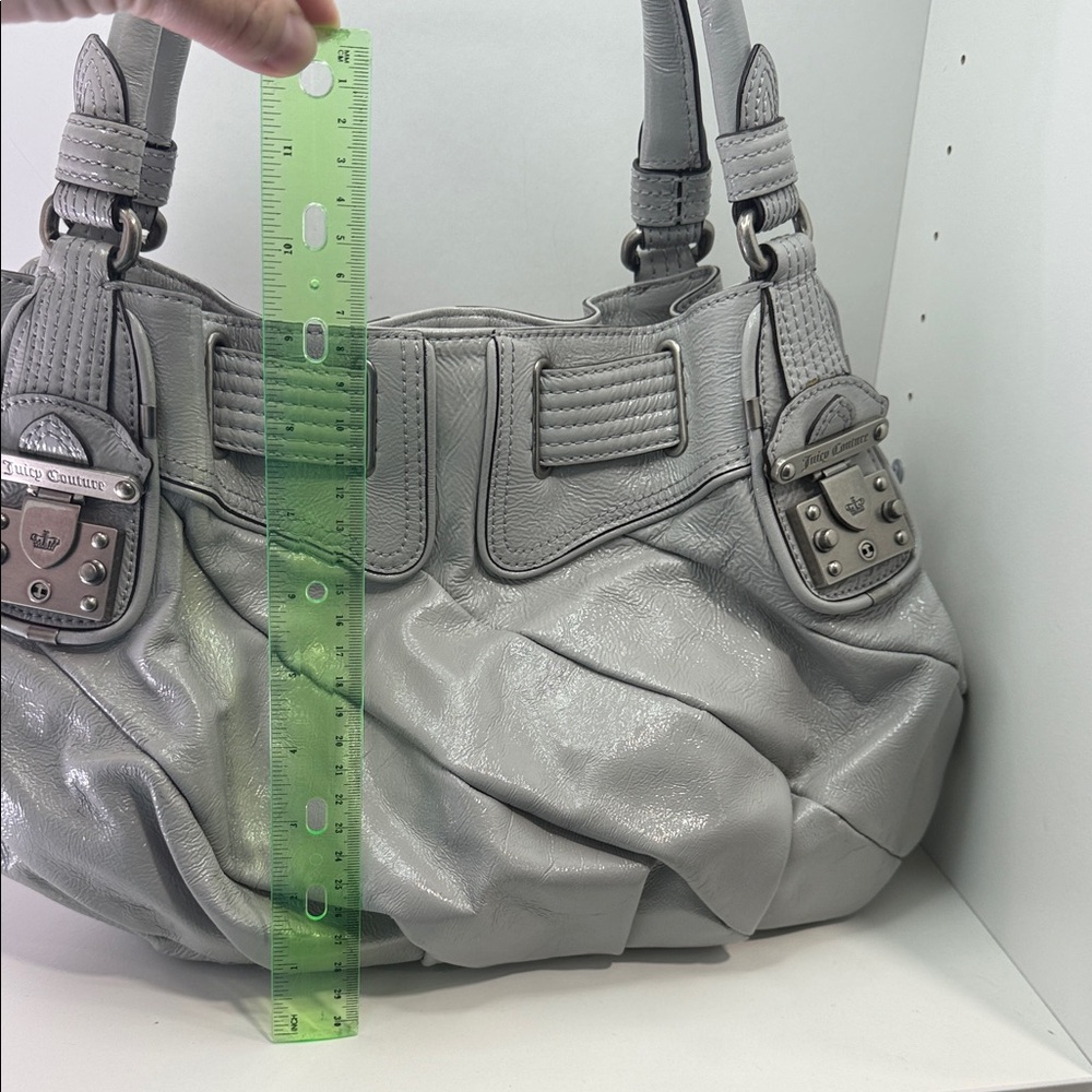 Juicy Couture Light Gray Patent Leather Shoulder Bag - Picture 13 of 15